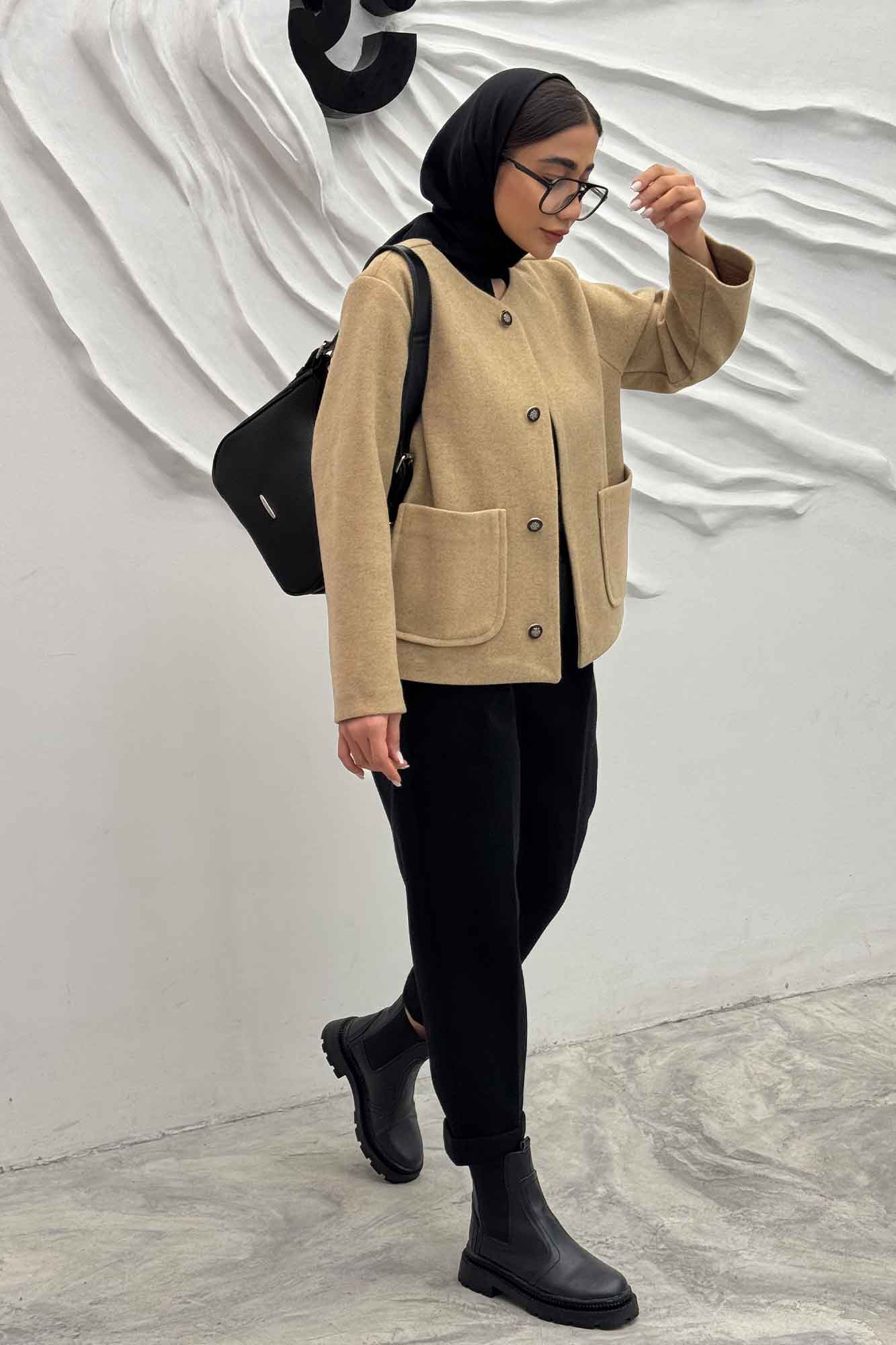 کت یقه گرد دو جیب هلال فوتر روژیا