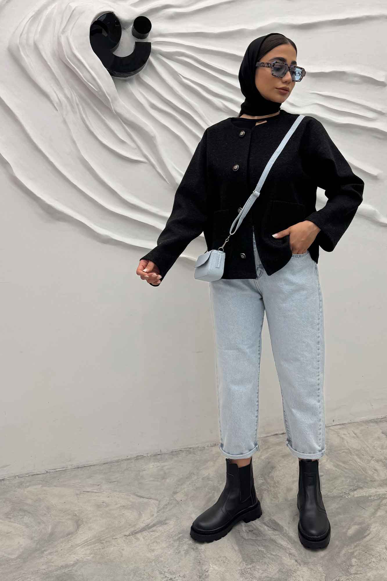 کت یقه گرد دو جیب هلال فوتر روژیا