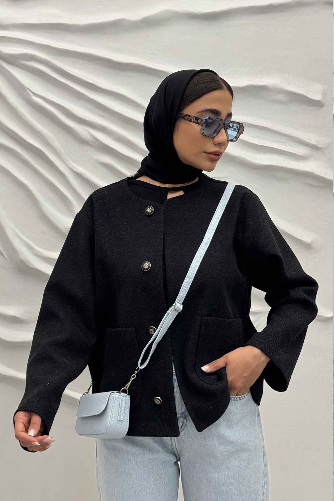 کت یقه گرد دو جیب هلال فوتر روژیا