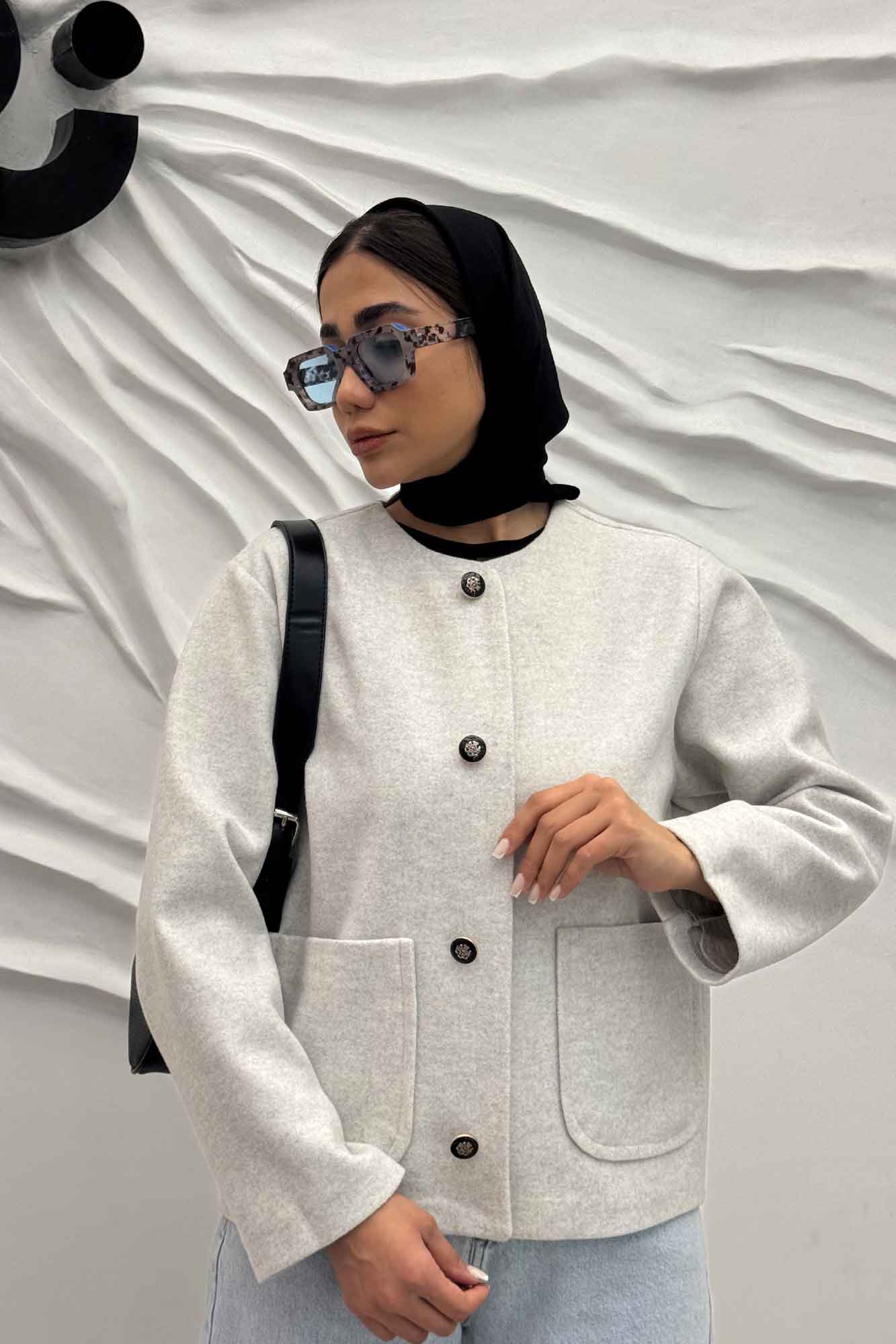 کت یقه گرد دو جیب هلال فوتر روژیا