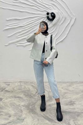 کت یقه گرد دو جیب هلال فوتر روژیا