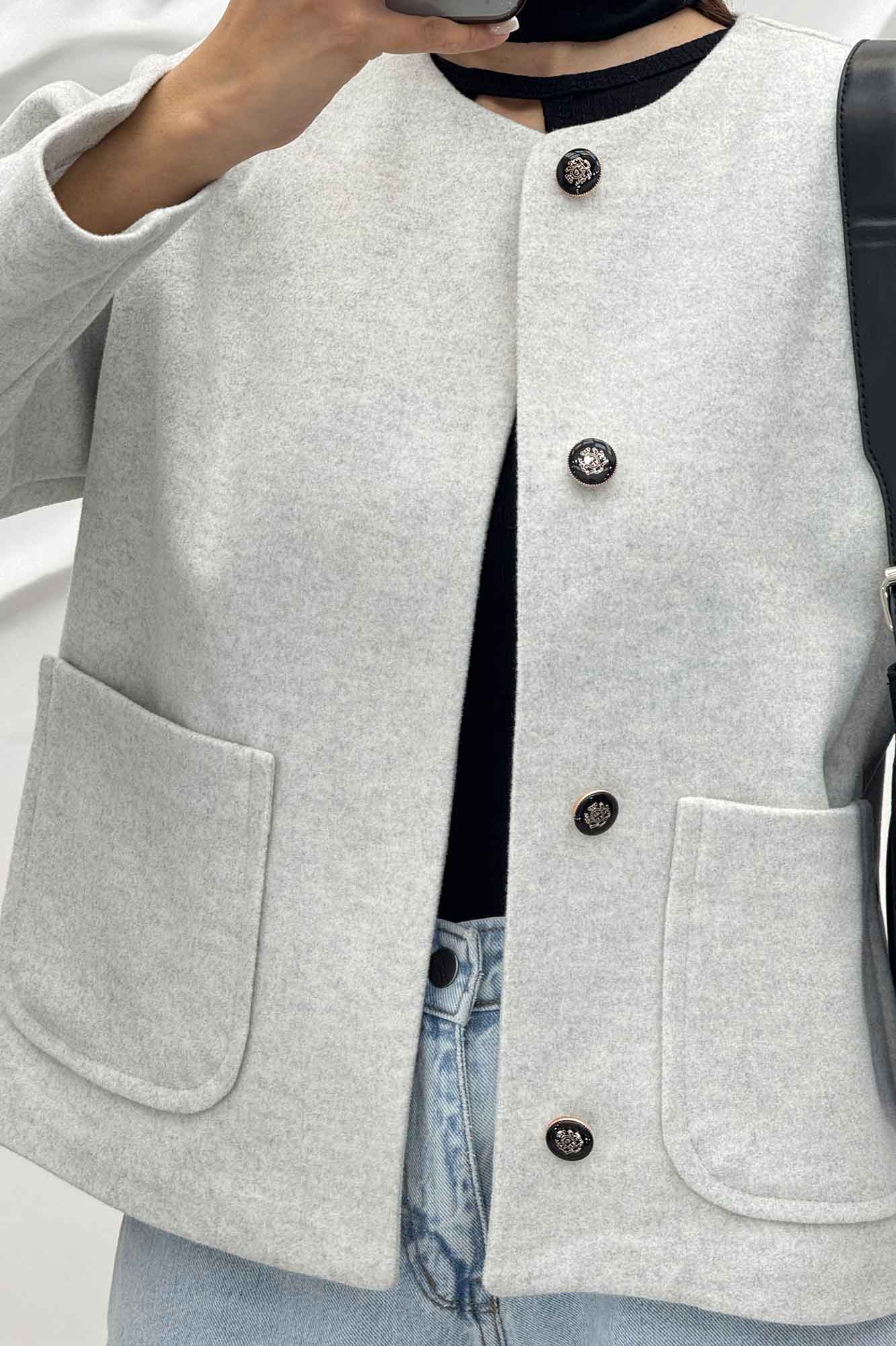 کت یقه گرد دو جیب هلال فوتر روژیا