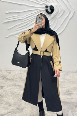 بارانی بلند دو رنگ سانتانا طرح جلیقه فرینام