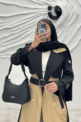 بارانی بلند دو رنگ سانتانا طرح جلیقه فرینام