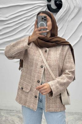 کت یقه گرد لمزور آبرنگی آستردار گلباد