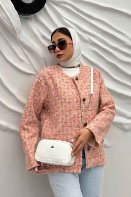 کت یقه گرد لمزور آبرنگی آستردار گلباد