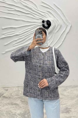 کت یقه گرد لمزور آبرنگی آستردار گلباد