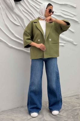 کت آستین سه رب توییت پشمی دو دکمه