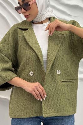 کت آستین سه رب توییت پشمی دو دکمه