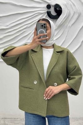 کت آستین سه رب توییت پشمی دو دکمه