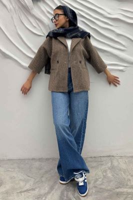 کت آستین سه رب توییت پشمی دو دکمه