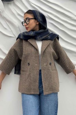 کت آستین سه رب توییت پشمی دو دکمه