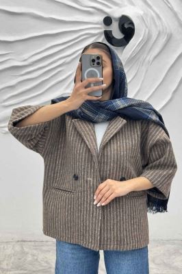 کت آستین سه رب توییت پشمی دو دکمه