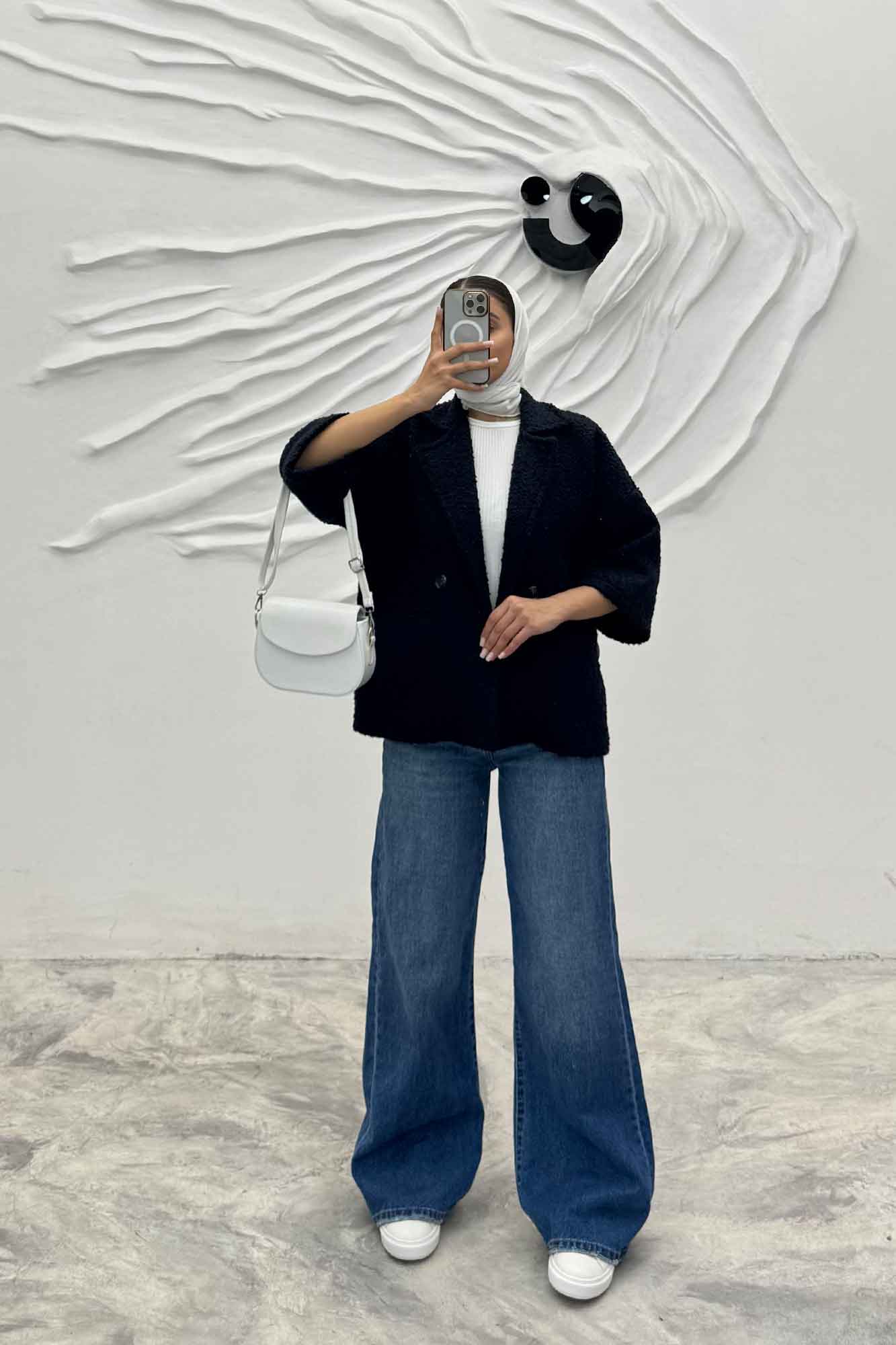 کت آستین سه رب توییت پشمی دو دکمه