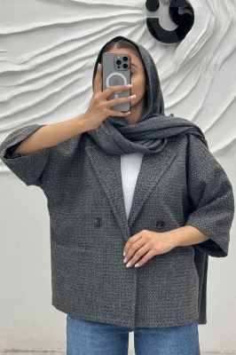 کت آستین سه رب توییت پشمی دو دکمه