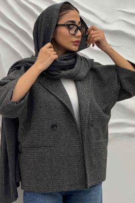 کت آستین سه رب توییت پشمی دو دکمه