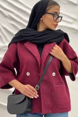 کت آستین سه رب توییت پشمی دو دکمه