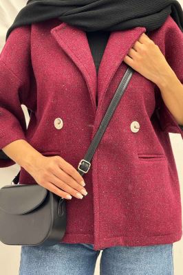 کت آستین سه رب توییت پشمی دو دکمه