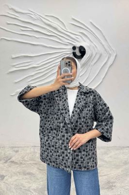 کت آستین سه رب توییت پشمی دو دکمه