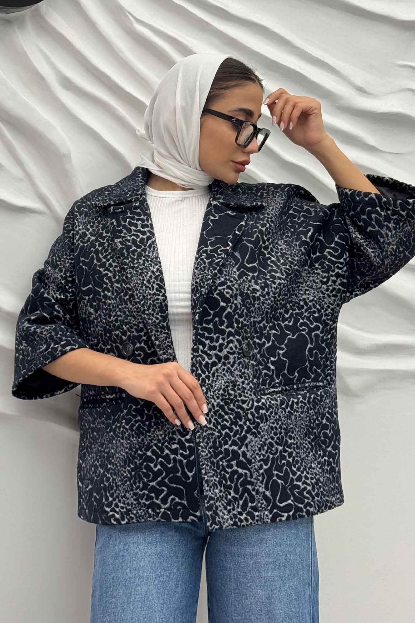 کت آستین سه رب توییت پشمی دو دکمه