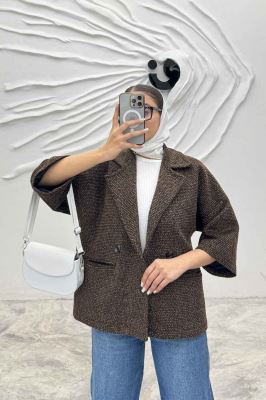 کت آستین سه رب توییت پشمی دو دکمه