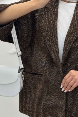 کت آستین سه رب توییت پشمی دو دکمه