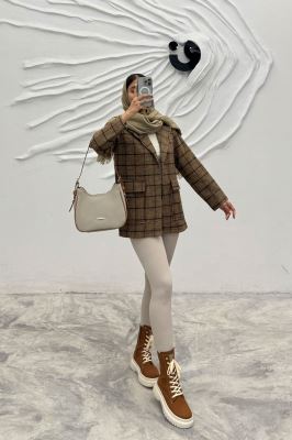 کت پشمی طرح دار دو جیب پاکتی R