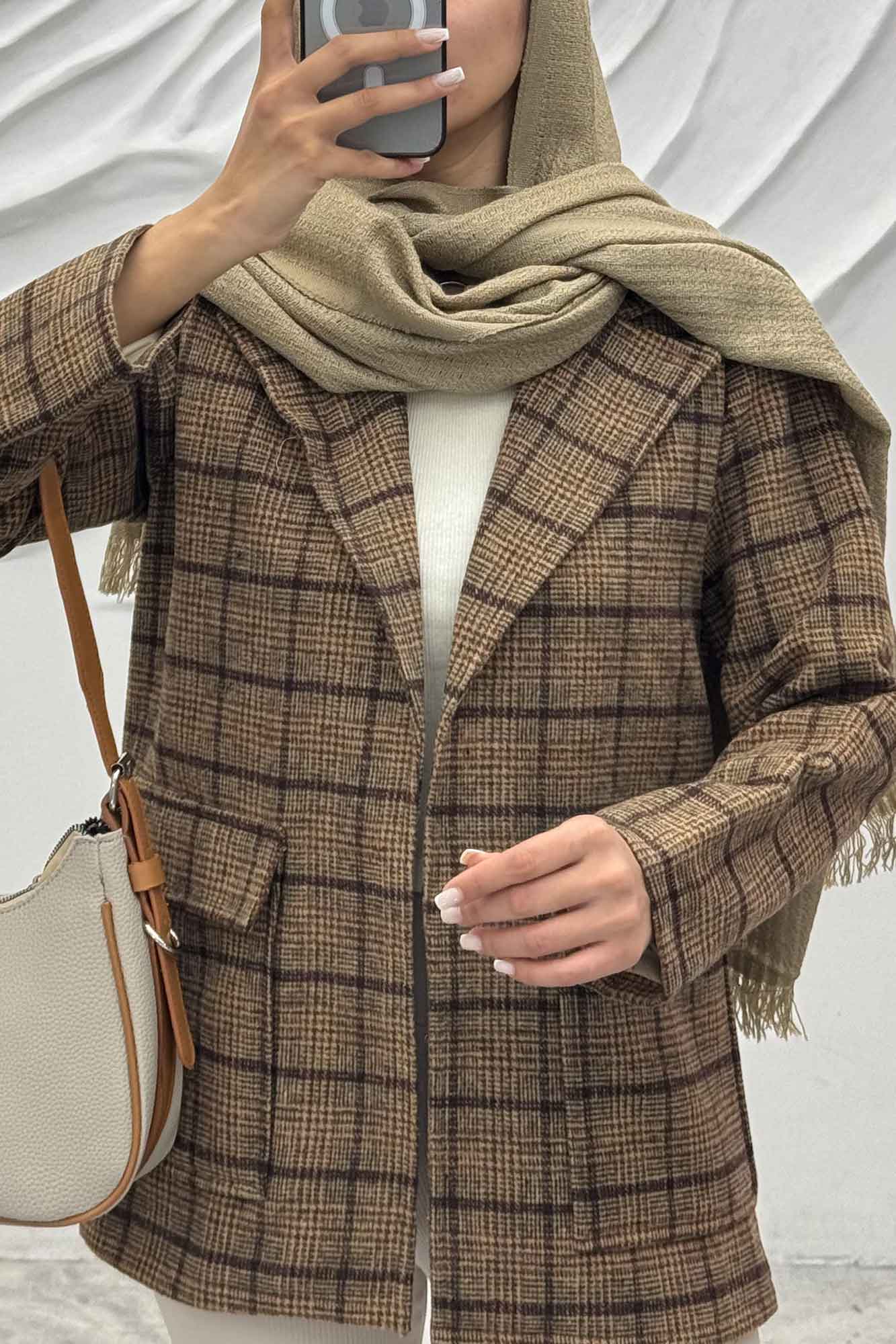 کت پشمی طرح دار دو جیب پاکتی R