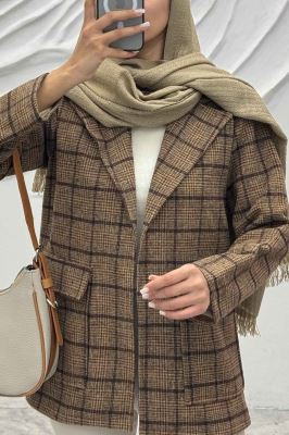 کت پشمی طرح دار دو جیب پاکتی R