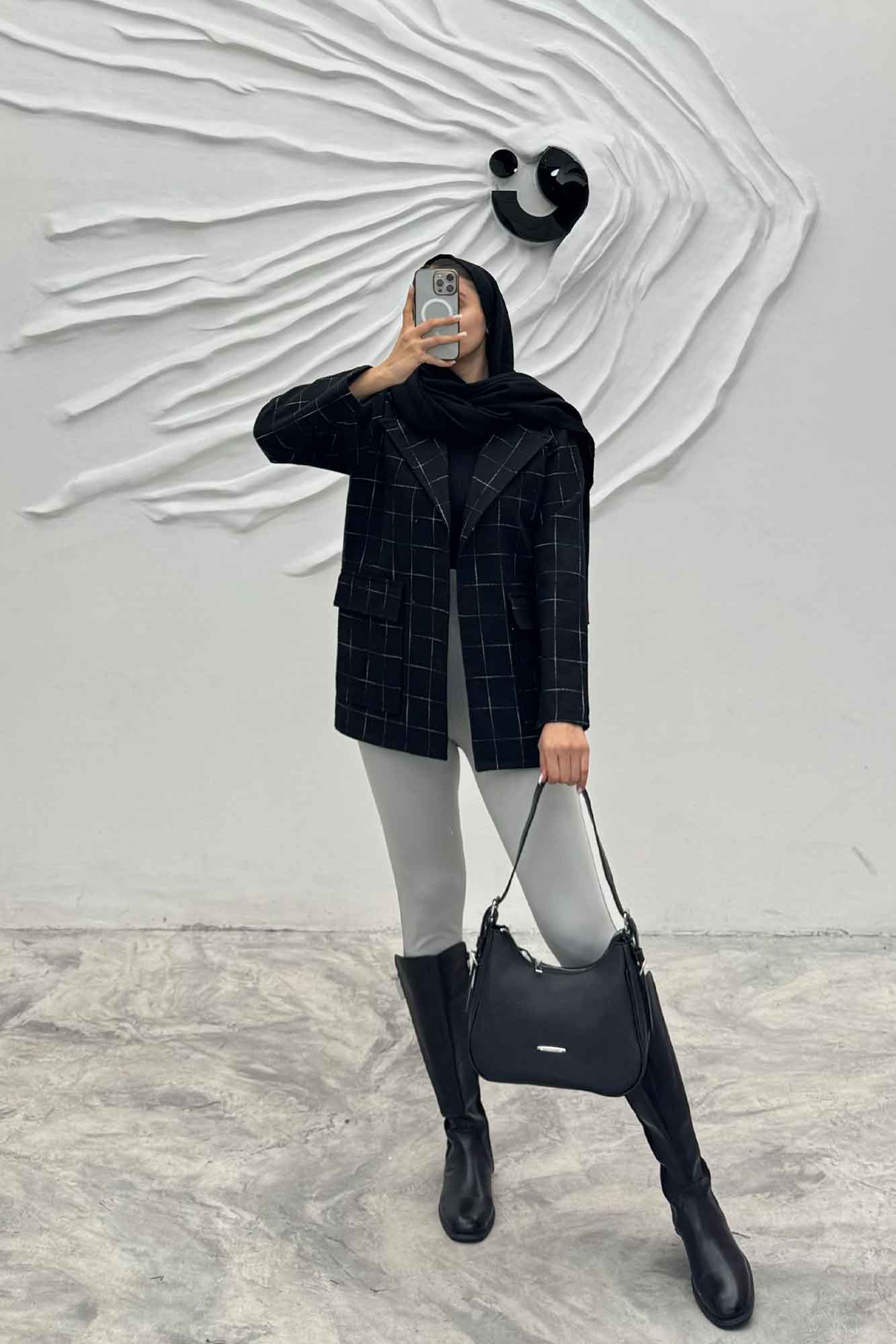 کت پشمی طرح دار دو جیب پاکتی R