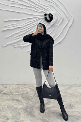 کت پشمی طرح دار دو جیب پاکتی R