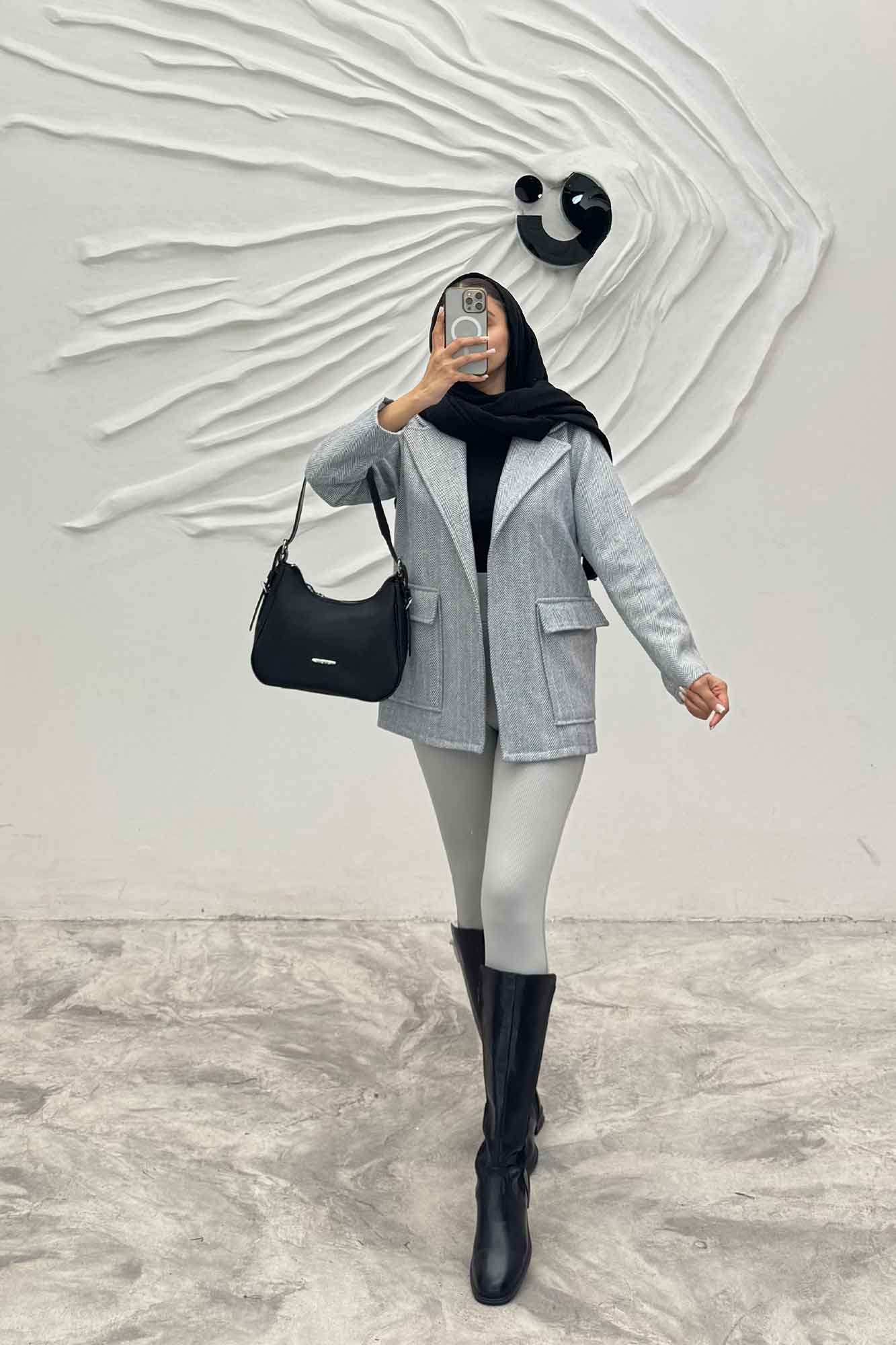 کت پشمی طرح دار دو جیب پاکتی R