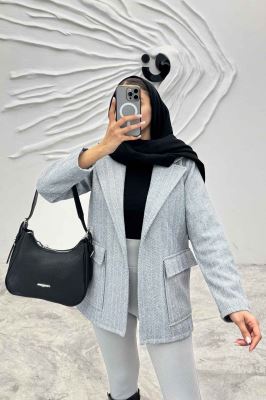 کت پشمی طرح دار دو جیب پاکتی R