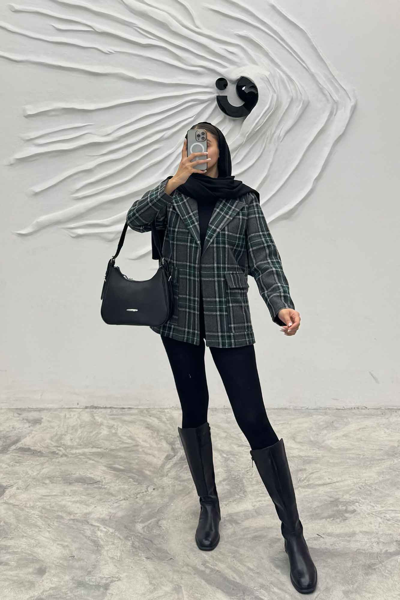 کت پشمی طرح دار دو جیب پاکتی R