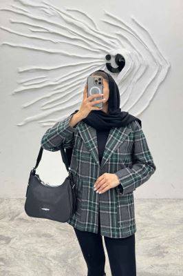 کت پشمی طرح دار دو جیب پاکتی R