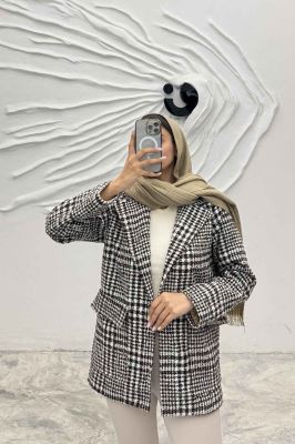 کت پشمی طرح دار دو جیب پاکتی R