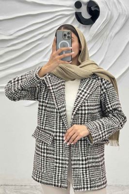 کت پشمی طرح دار دو جیب پاکتی R