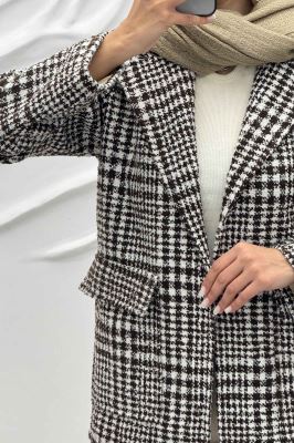 کت پشمی طرح دار دو جیب پاکتی R