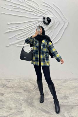 کت پشمی طرح دار دو جیب پاکتی R