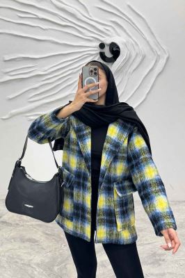 کت پشمی طرح دار دو جیب پاکتی R