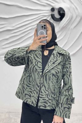 کت کوتاه مینیمال کتان چاپی