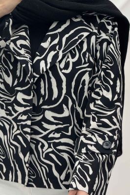 کت کوتاه مینیمال کتان چاپی