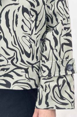 کت کوتاه مینیمال کتان چاپی