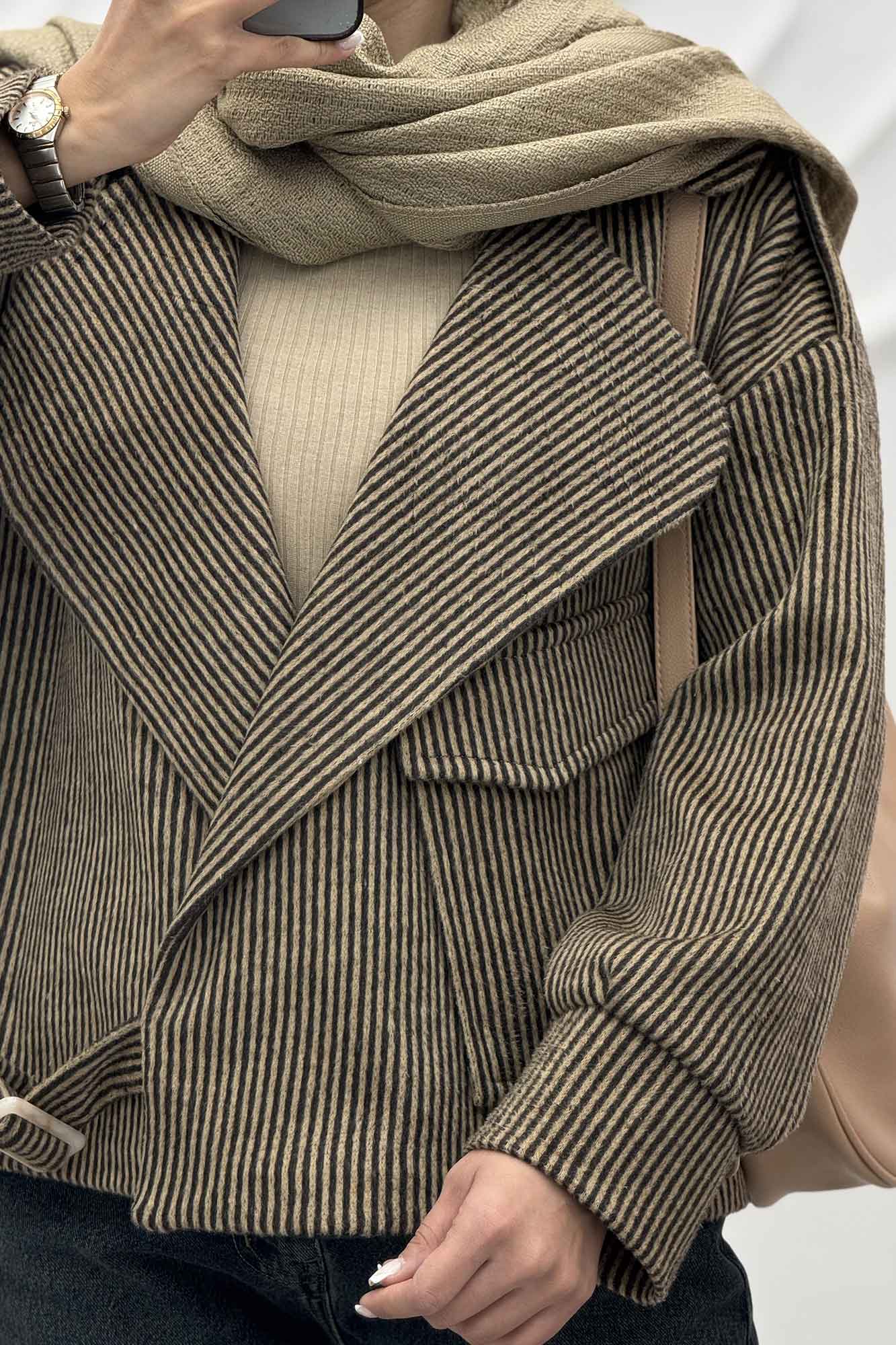 کت تک جیب پاکتی پایین سگک توییت پشمی