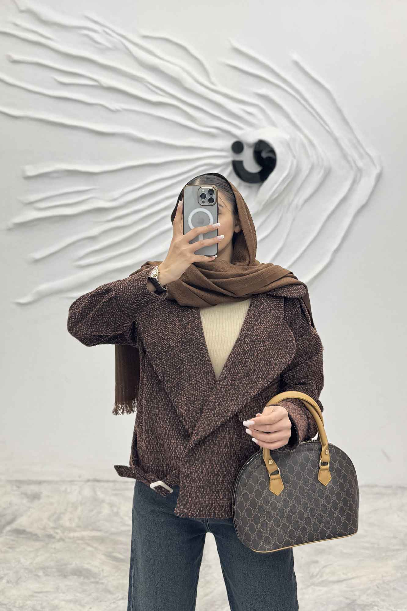 کت تک جیب پاکتی پایین سگک توییت پشمی