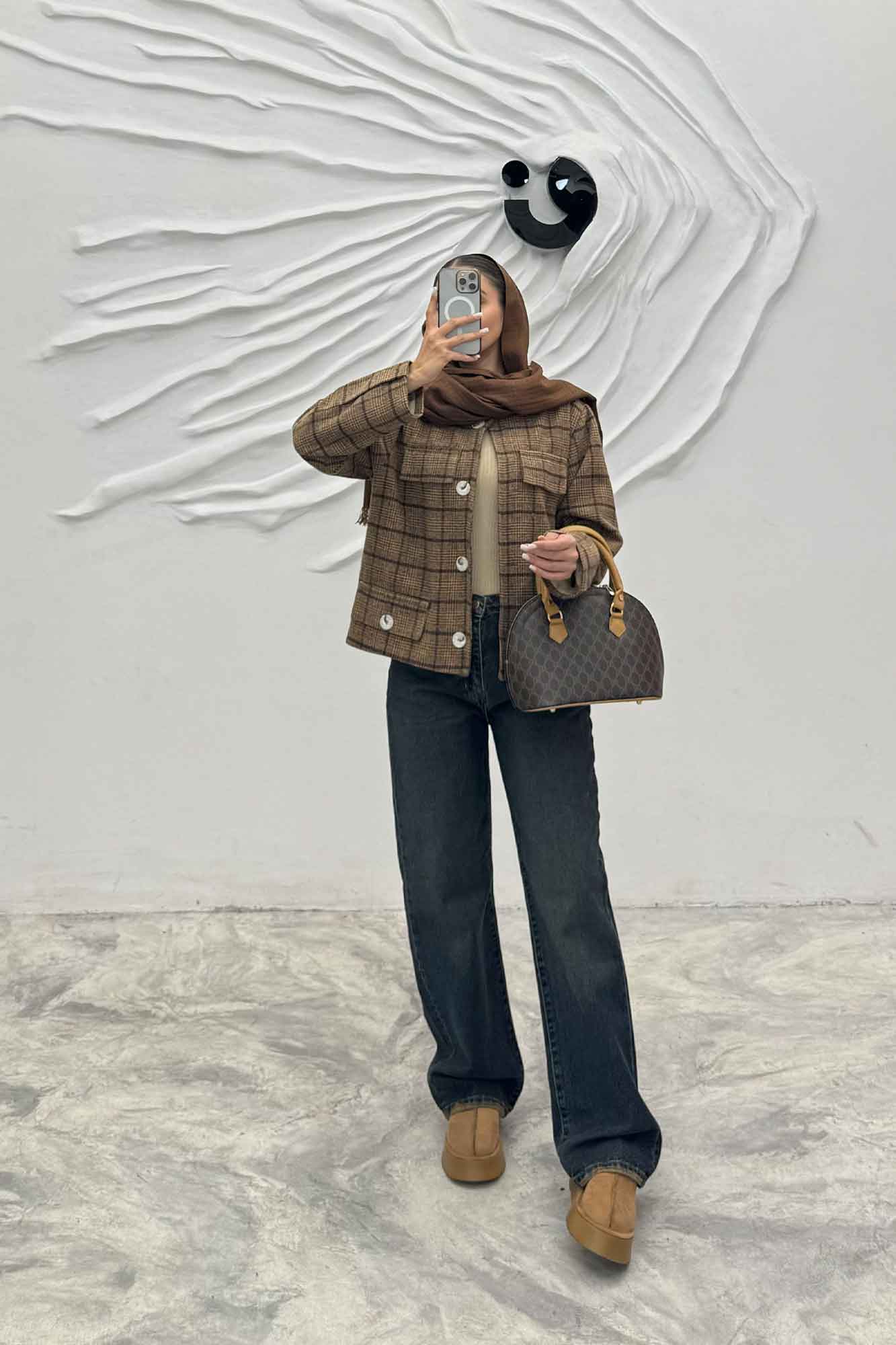 کت کوتاه چهار در جیب پشمی طرح دار R