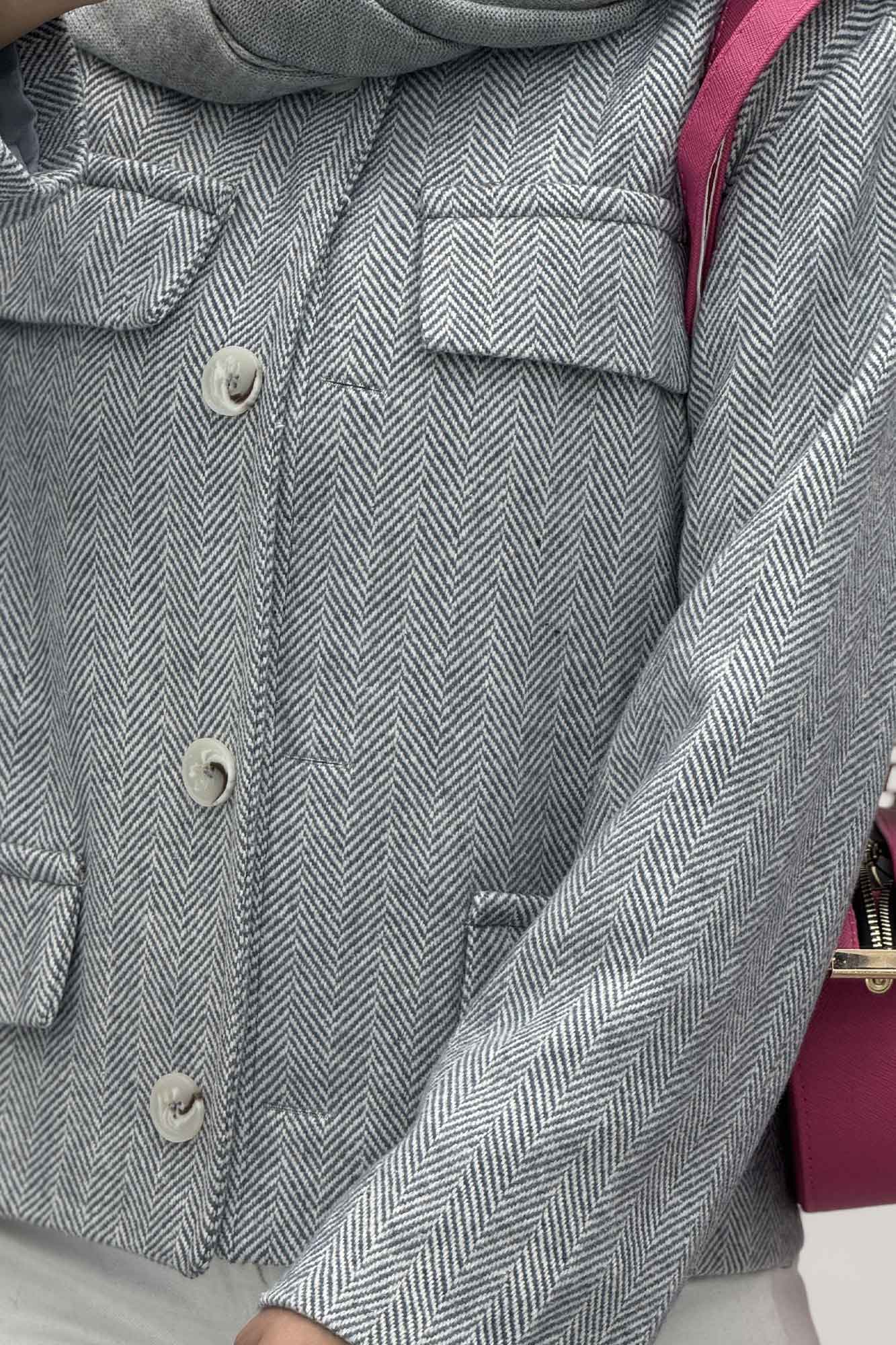 کت کوتاه چهار در جیب پشمی طرح دار R