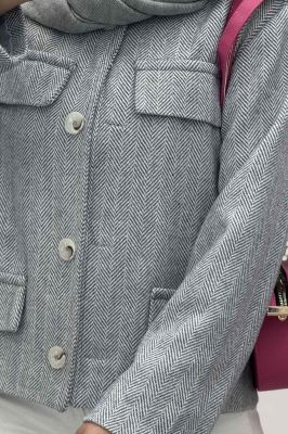 کت کوتاه چهار در جیب پشمی طرح دار R