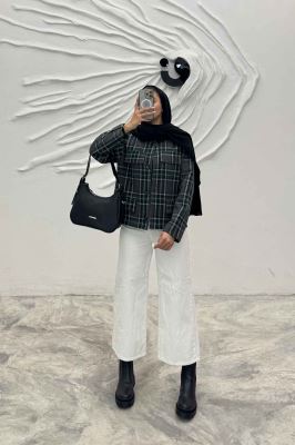 کت کوتاه چهار در جیب پشمی طرح دار R