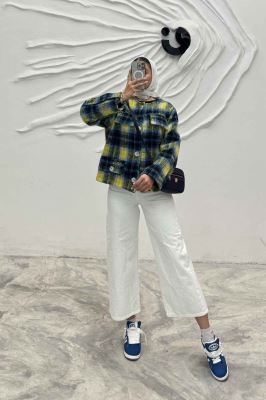 کت کوتاه چهار در جیب پشمی طرح دار R